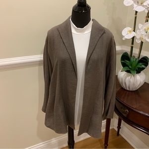 Eileen Fisher Linen and Cotton Blend Open Front Jacket